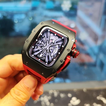 модифицированный чехол из алюминиевого сплава 6063 для Apple Watch серии 4/5/6/7, фтористая резиновая лента для iwatch серии 44 мм/45 мм