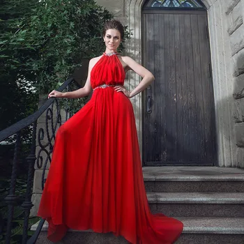 платье женское 2020 Вечернее праздничное платье с открытой спиной и украшением в виде кристаллов, длинное элегантное красное шифоновое платье для выпускного вечера, платья на заказ